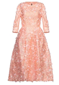 NUOVO ABITO ROSA ISABEL GARCIA TULLE PIZZO APPLIQUE RICAMO FLOREALE 42/6 - Foto 1 di 5