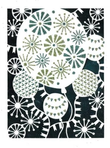 NUEVA Tarjeta Hallmark - BLANCO aprox 4,75x7" GLOBOS DE PAPEL DE ALUMINIO VERDE AZULADO Y LIMA - Imagen 1 de 3