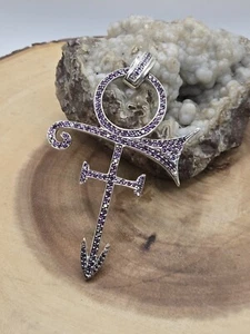 Colgante príncipe de plata de ley 925 genuino, juego completo, pavé, hecho a mano, 4,5 pulgadas de largo - Imagen 1 de 10