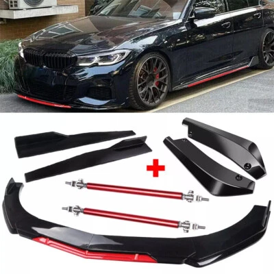 Front Rear Bumper Lip Spoiler Splitter Body Kit Side Skirt For BMW Glossy Black Foto 1 de 4