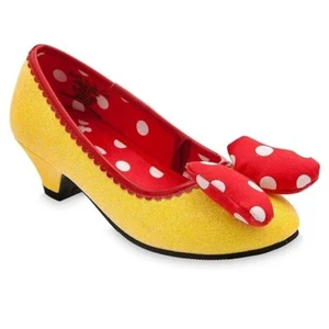 DISNEY MINNIE MOUSE COSTUME SHOES YELLOW GLITTER LITTLE GIRLS SIZE 2/3 NWT - Picture 1 of 1