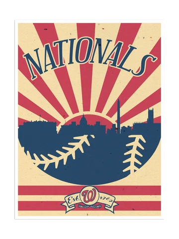 Washington Nationals Poster Print Sunset Wall Art Man Cave Decor 12x16" Cover