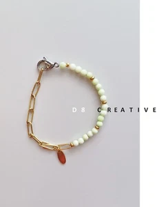 New men's lemon chrysoprase with stainless steel bracelet - Picture 1 of 5