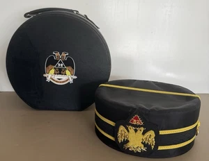 Vintage 32. Grad Freimaurer schottischer Ritus Hut schwarz & Etui Größe 7 1/8 "wie abgebildet" - Bild 1 von 7
