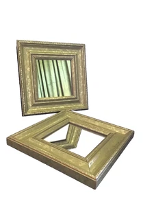 Vintage Set 2-10,5" Quadratisch Verziert Gold Rahmen Wandspiegel Kunst Galerie Dekor - Bild 1 von 11