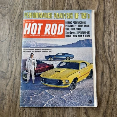 October 1968 Vintage Hot Rod Magazine Muscle Car Bobby Unser Mustang Mach I - Image 1 of 3