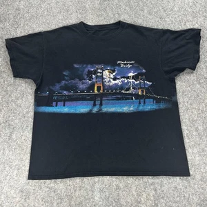 Vintage Mackinac Bridge Shirt Mens Extra Large Black Lightning Graphic Tee 90s - Picture 1 of 14