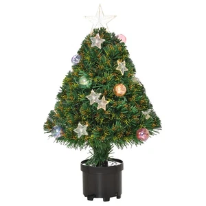 HOMCOM 2FT Pre-Lit Artificial Fibre Optic Christmas Xmas Tree Lights Decoration - Picture 1 of 11