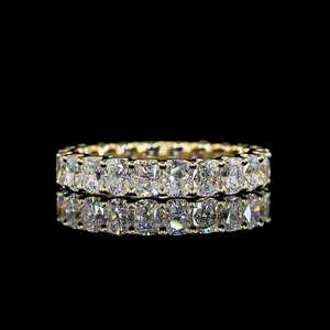 Lab-Grown 2.57 Carat Cushion Brilliant E-VS Diamond 14K Yellow Gold Eternity Ban - Picture 1 of 1