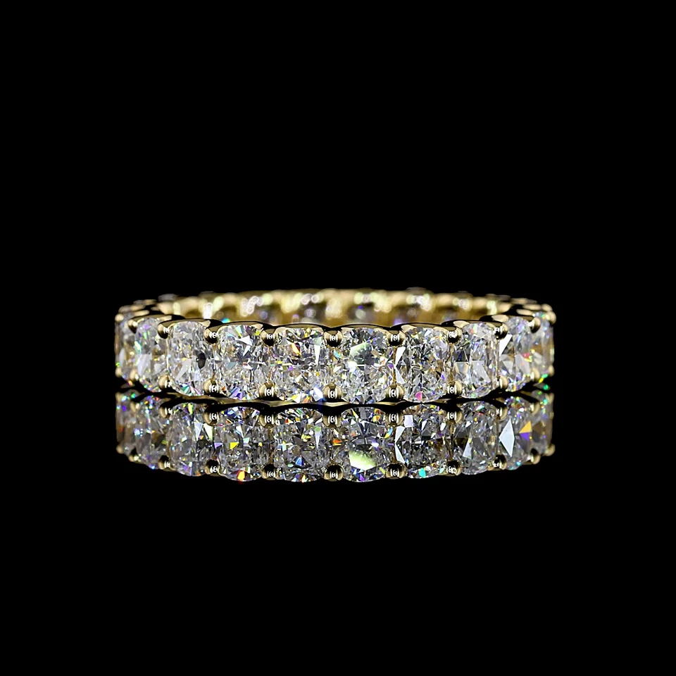 Lab-Grown 2.57 Carat Cushion Brilliant E-VS Diamond 14K Yellow Gold Eternity Ban - Image 1 of 1