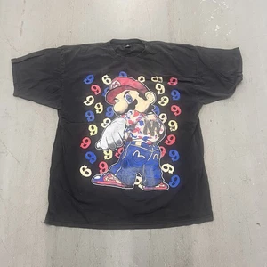 Super Mario Black Graphic T-Shirt Men’s 4XL Vintage Style Streetwear Tee B&T - Picture 1 of 6