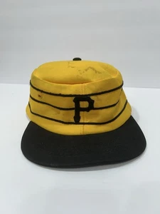 Vintage 80's Pittsburgh Pirates Pillbox Snapback Hat Black Yellow Stripe - Foto 1 di 13