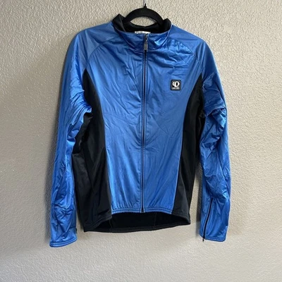 Pearl Izumi Jacket Mens Medium Blue Technical Cycling Full Zip Shiny Vintage - Image 1 of 4