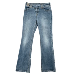 Thats So Raven Distressed Med Wash Embellished Pockets Bootcut Jeans Girls 16 - Picture 1 of 9