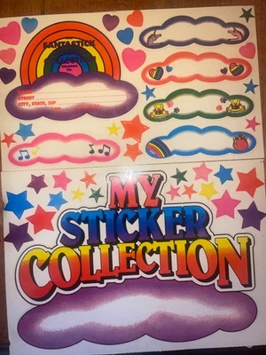 Vintage Lisa Frank Minha Coleção de Adesivos 2 Folhas de Etiquetas, Arco-íris, Raro - Imagem 1 de 4