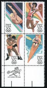 USA - Olympische Sommerspiele 1984: Los Angeles - SC#2085a Zip Block of 4 Singles Mint NH - Bild 1 von 2