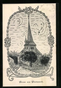 Künstler-AK Gärtenroth, Totalansicht der Kirche 1920  - Picture 1 of 2