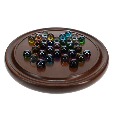 WE Games Solid Maple Wood Solitaire Game, Made in USA, Assorted Marbles, 12 in - Image 1 of 4