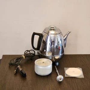 Vintage GENERAL ELECTRIC Chrome AUTOMATIC COFFEE MAKER Model P410A WORKS - Picture 1 of 21
