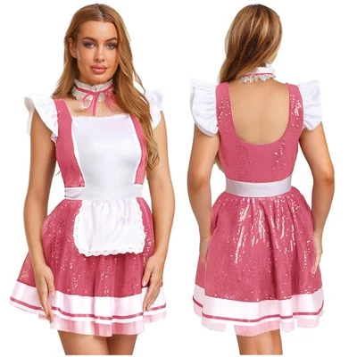 Women Costumes Maid Outfits Carnival Cosplay Valentine’s Day Uniform Rave Sexy - Image 1 of 4