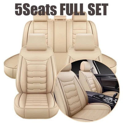 For Lexus 5-Seat Full Set Seat Cover PU Leather Protector Mat Cushion Pad Beige Foto 1 de 4