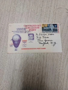 Cubierta 10c First Man on the Moon llevada por Balloon Post NYC Times Square - Imagen 1 de 5