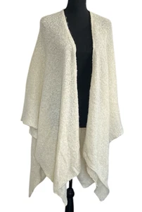Steve Madden Damen Cape-Pullover vorne offen einfarbig Boucle Lurex elfenbeinfarben Größe One - Bild 1 von 4