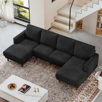 Sofá seccional moderno de 106 pulgadas y 4 asientos 2 chaise nórdico en forma de U tapizado Foto 1 de 4
