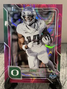 Justius Lowe 1er refractor de lava rosa 2025 Bowman cromo U #166 Oregon Ducks - Imagen 1 de 2