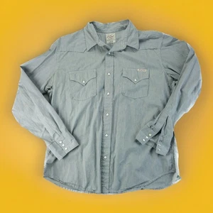 Lucky Brand Men’s Western Cut Long Sleeve Pearl Snap Shirt Strips Cotton - Bild 1 von 12