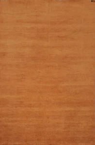 Orange Oriental Area Rug 6x10 Modern Solid Handmade Wool for Living Room - Picture 1 of 10