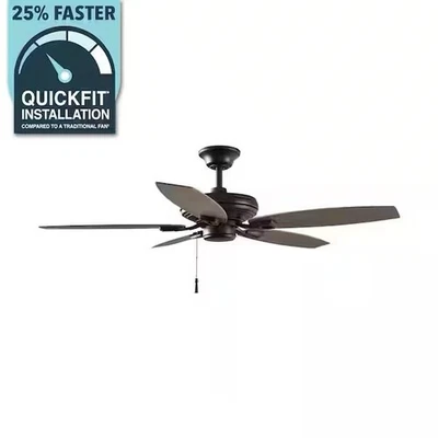 Hampton Bay Northpond 52in Matte Black Ceiling Fan w/ Downrod & Reversible Motor - Image 1 of 3