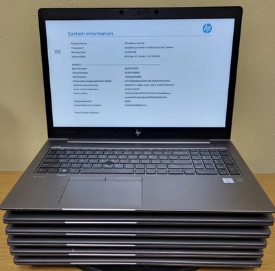 (Lote de 6) HP ZBook 15u G5 i7-8550U 1.80GHz 8/16GB DDR4 Sin OS/SSD **BIOS BLOQUEADO** Foto 1 de 4