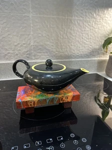 Art Deco V&B Villeroy Boch 1.3pt Biarritz Diamant Teapot Black Yellow  - Picture 1 of 8