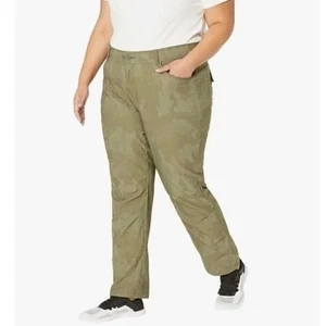 NWT Prana Halle Straight Pants Plus II in Sage Camo Outdoors UPF Stretch 20W - Picture 1 of 16