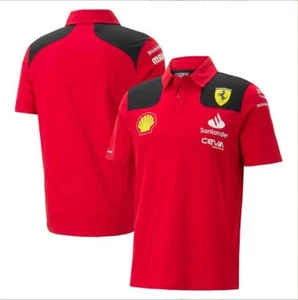 2025 New style Red sports T-shirt Scuderia Ferrari F1 Team Polo Shirt Button UK- - Picture 1 of 7