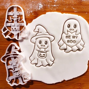 Set of 2 "Be My Boo" & Halloween Ghost Cookie Cutters - Spooky Night Treats - Picture 1 of 8