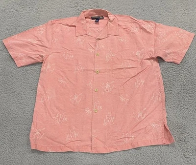 Nat Nast Shirt Mens Large Pink 100% Silk Camp Hawaiian Tiki Cocktail Aloha Print - Image 1 of 4