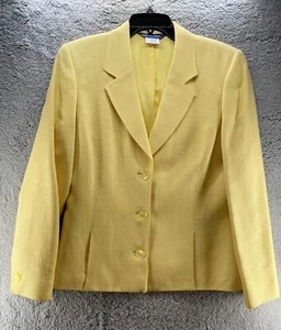 Vintage 90s AUSTIN REED Womens Blazer Jacket Sz 8 Linen Silk Blend Canary Yellow - Picture 1 of 12