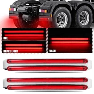Barra de luz de tira de freno 2 piezas 13,5" LED rojo remolque camión parada DRL cola señal de giro - Imagen 1 de 9