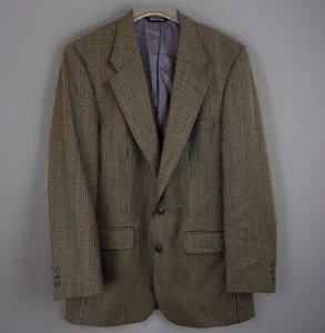 VTG Burberrys Houndstooth Brown Multi Blazer Jacket Men 44L - Picture 1 of 16