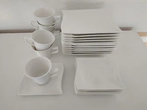 Kaffeeservice 24 Tlg. / 6 Personen eckig Kaffeeset Kuchenteller Cappuccinotasse - Bild 1 von 1
