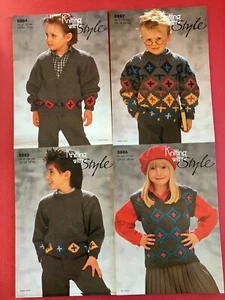 Vintage Style Knitting Patterns Child Boy Girl Jumper Cardigan DK 780.01.02 - Picture 1 of 5
