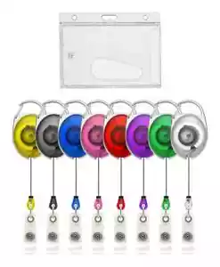 Id Card Holder Retractable Premier Yoyo Reels Clip with Clear Identity Badge Set - Picture 1 of 87