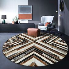 New Handmade HairOn Fur Leather Cowhide Round Rug Cow Skin Carpet Patchwork Area