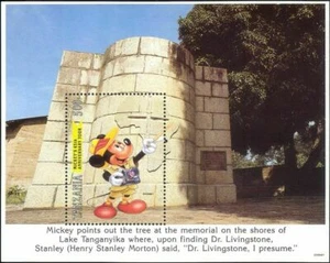 Tanzania 1994 Disney Mickey Mouse Memorial Livingstone Cartoons m/s MNH - Picture 1 of 1