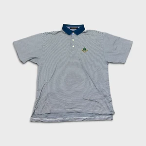 Camisa polo Tommy Hilfiger vintage de los 90 para hombre grande blanca a rayas de golf deletreada - Imagen 1 de 6