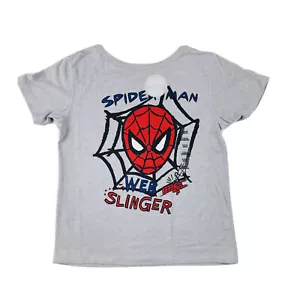 Disney Store Kids Grey Short Sleeve Crew Spider Man Web Slinger T Shirt Sz S 5/6 - Picture 1 of 2