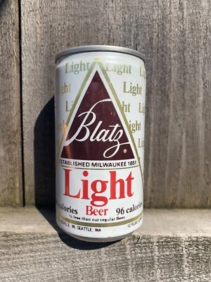 Vintage Blatz Light Beer Can Bottom Open Peel Off Tab Brown Triangle - Image 1 of 4