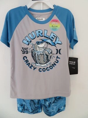 NOVO COM ETIQUETAS Menino tamanho 4 XS Hurley 2 peças conjunto UPF 50+ H2O Dri Shorts e Camisa Shark $44 - Imagem 1 de 4